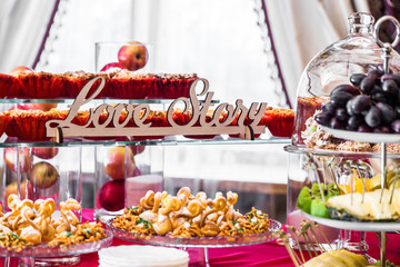 Sweet table. Catering food. Buffet table. A fine buffet.