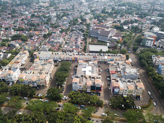 Fototapeta na wymiar Aerial view of housing complex at BSD, South Tangerang, Indonesia.