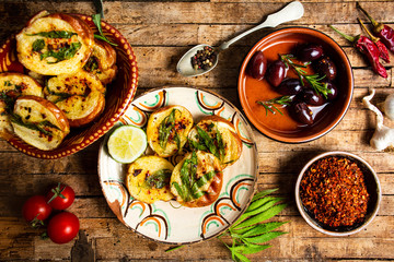 Homemade bruschetta with marijuana and natural ingredients