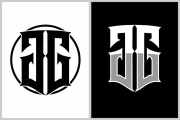 letter double G round shape logo vector template