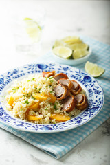 Couscous salad with orange and bacon
