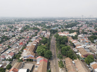 Aerial view of housing complex at BSD, South Tangerang, Indonesia.