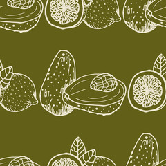 seamless abstract pattern with avocado and lemon