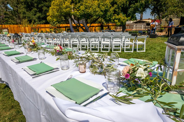 Reception Tables and Chairs at an Outdoor Wedding