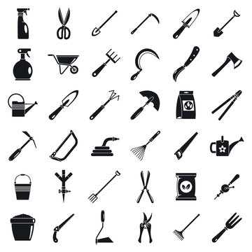 Home gardening tools icon set. Simple set of home gardening tools vector icons for web design on white background