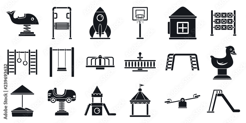 Poster outside kid playground icon set. simple set of outside kid playground vector icons for web design on