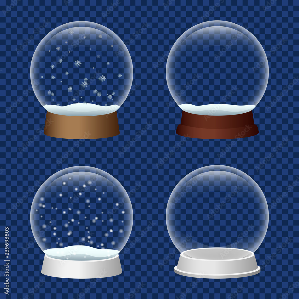 Poster snowglobe icon set. realistic set of snowglobe vector icons for web design