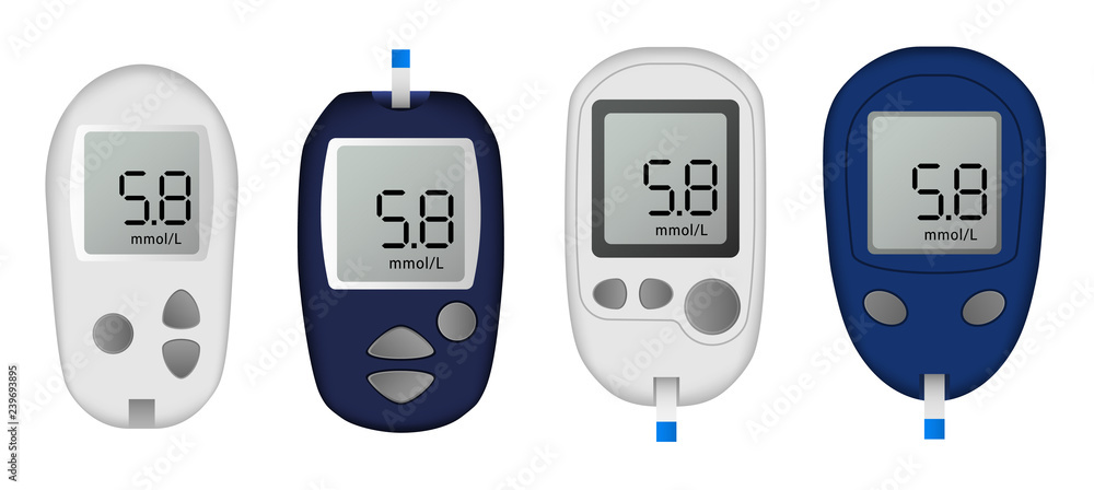 Poster glucose meter icon set. realistic set of glucose meter vector icons for web design isolated on white