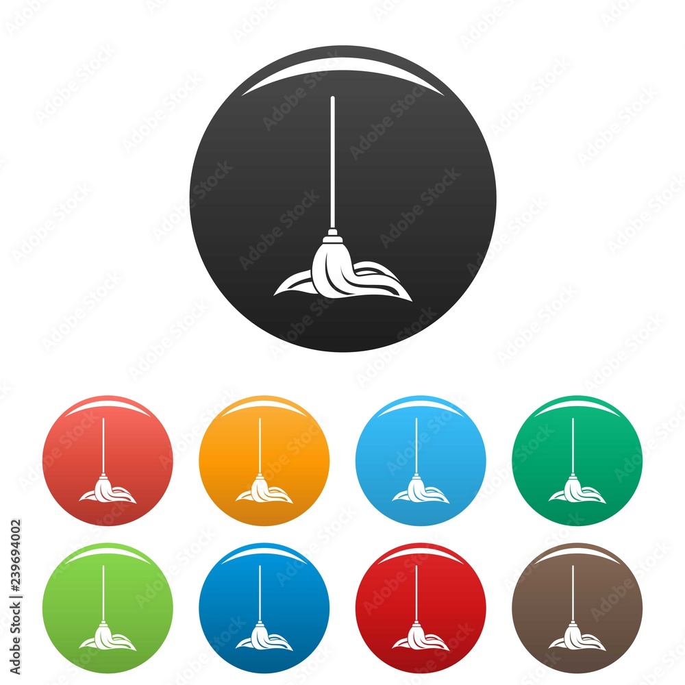 Poster mop icons set 9 color vector isolated on white for any design
