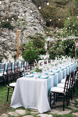 Wedding table decoration and details with flowers