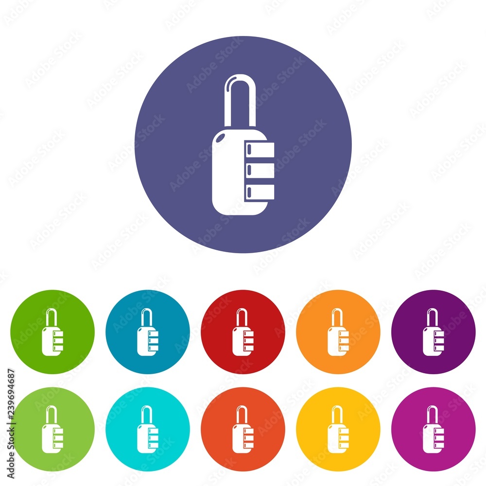 Poster lock combination icons color set vector for any web design on white background