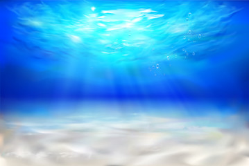 Sunny beach. Underwater view. Vector Illustration.