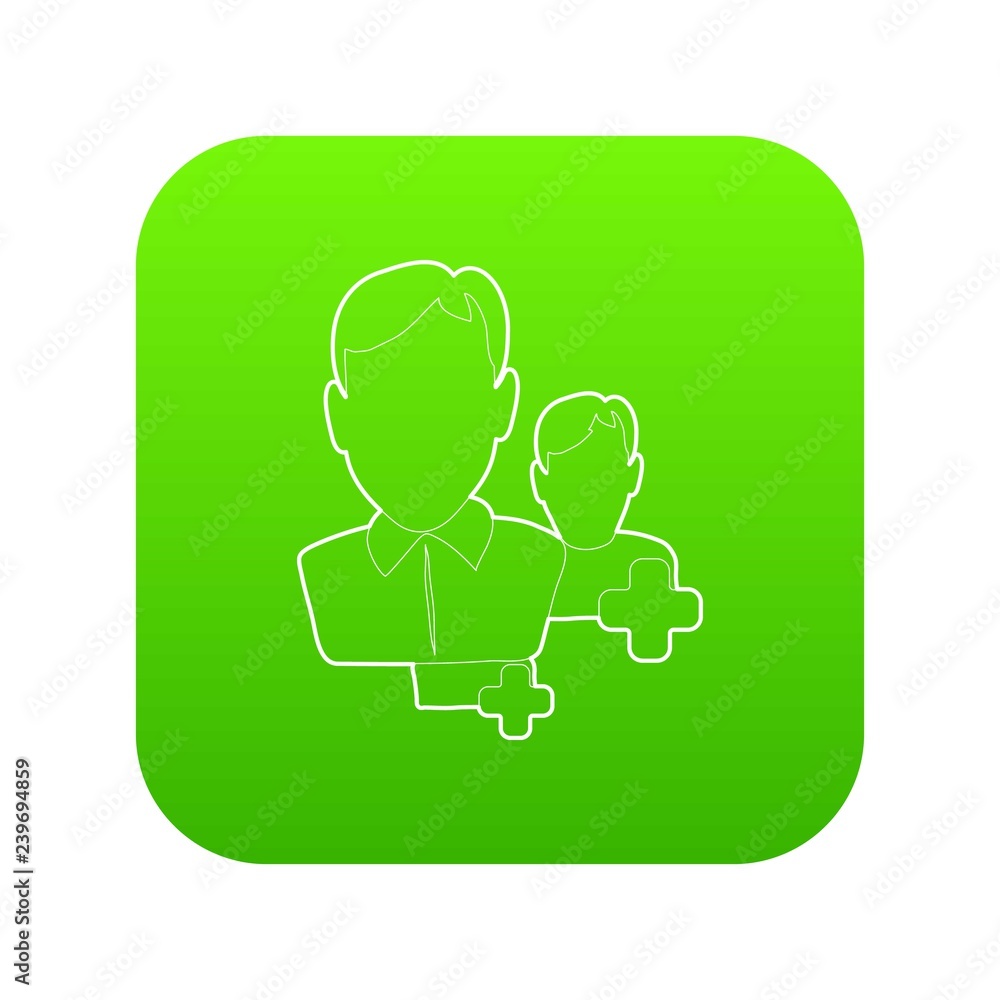 Aufkleber add users icon green vector isolated on white background