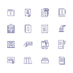 Financial documents line icon set. Invoice, check, business