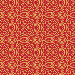 Seamless oriental ancient geometric flowers pattern