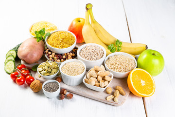 Selection of good carbohydrates sources - vegetables, fruits, grains, legumes, nuts and seeds....