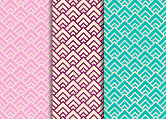 Collection of oriental seamless geometric patterns