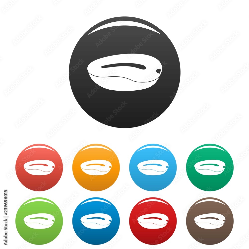 Poster half nut icons set 9 color vector isolated on white for any design