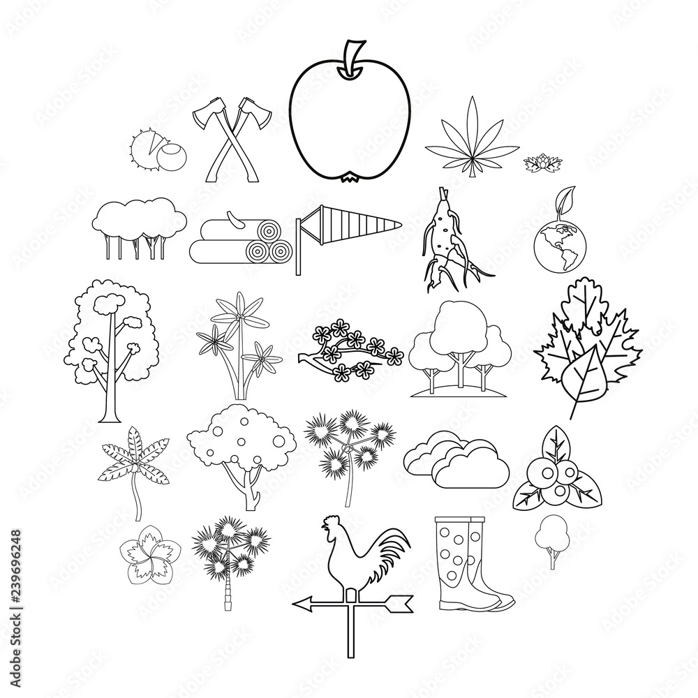 Poster copse icons set. outline set of 25 copse vector icons for web isolated on white background