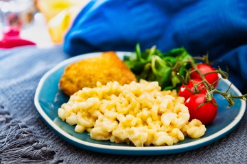 Turkey Blue Cord Coquillettes with Cheese