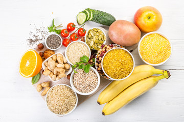 Selection of good carbohydrates sources - vegetables, fruits, grains, legumes, nuts and seeds....