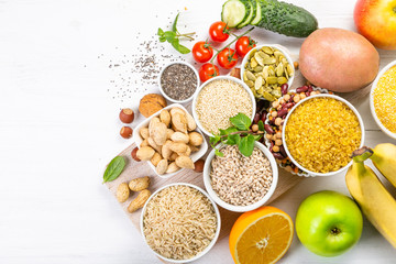 Selection of good carbohydrates sources - vegetables, fruits, grains, legumes, nuts and seeds....