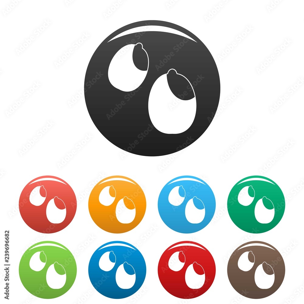 Aufkleber peanuts icons set 9 color vector isolated on white for any design
