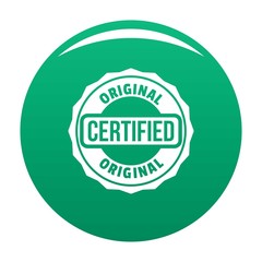 Certified logo. Simple illustration of certified vector logo for any design green