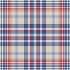 Seamless Red, White, and Blue Plaid Pattern