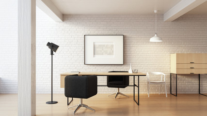 The Loft & Modern Working - Living Home / 3D render interior