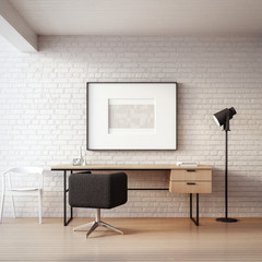The Loft & Modern Working - Living Home / 3D render interior