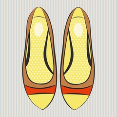 Vector fashion illustration cute women's flat shoes