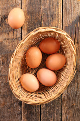 fresh egg on wood background