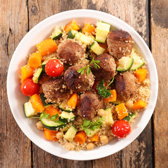 couscous with vegetable and meatball