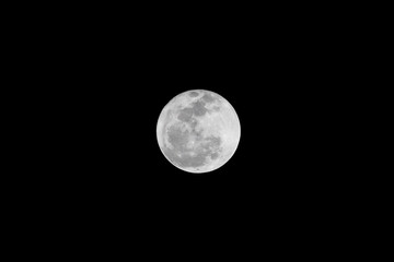 full moon on black sky background.
