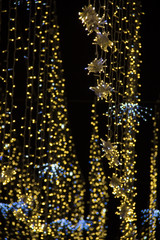 Naklejka premium Christmas and New Year holidays illumination outdoor in city street at night
