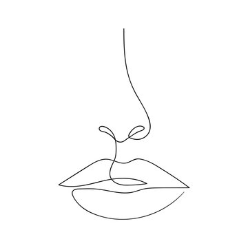 One Line Drawing Face. Modern Minimalism Art, Aesthetic Contour. Abstract Woman Portrait In The Minimalist Style. Continuous Line Vector Illustration