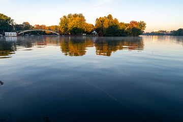 calm river in early morning light