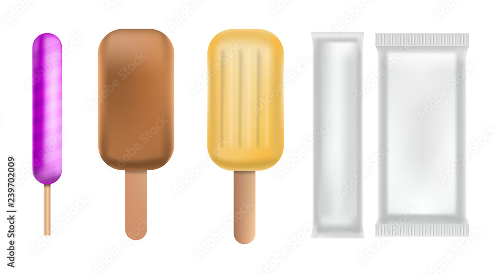 Poster popsicle icon set. realistic set of popsicle vector icons for web design isolated on white backgroun
