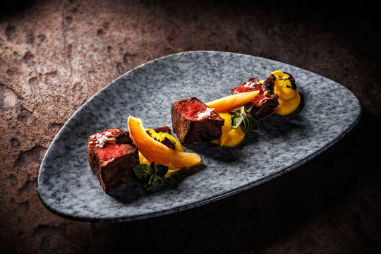 Deer Sirloin With Sweet Potato Puree