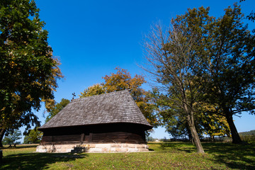 Fototapeta premium The log church of Saint George in Takovo, Serbia. It was built in 1795. and it is one of the oldest wooden churches in Serbia.