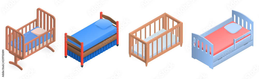 Poster crib icon set. isometric set of crib vector icons for web design isolated on white background
