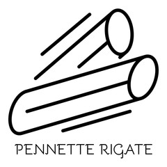 Pennette rigate icon. Outline pennette rigate vector icon for web design isolated on white background