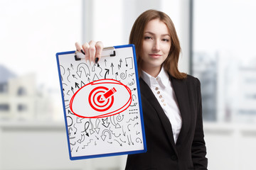 Business, technology, internet and networking concept. Young entrepreneur showing keyword: