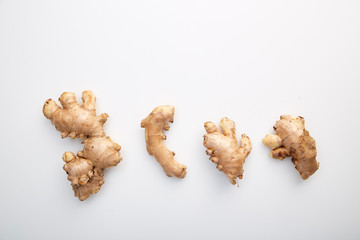 fresh ginger on white background