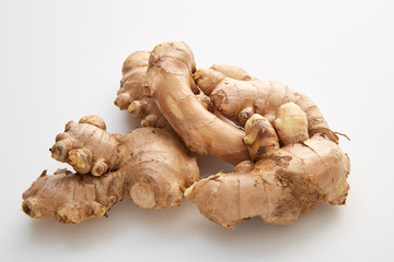fresh ginger on white background