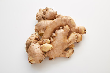 fresh ginger on white background