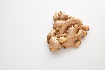 fresh ginger on white background