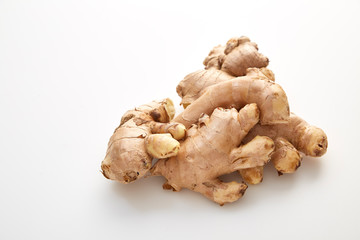 fresh ginger on white background