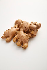 fresh ginger on white background